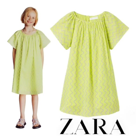 ZARA Kids | Lime Green | SCALLOPED DRESS - Picture 1 of 5